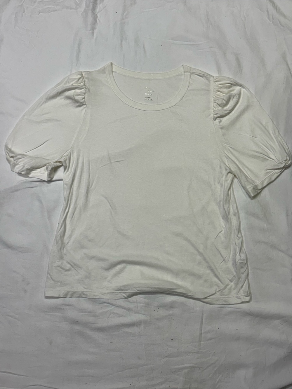a new day White Puff Sleeve Crewneck Top